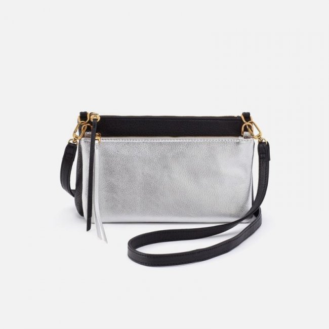 Hobo Women's Darcy Double Crossbody in Pebbled Leather - Black | New Arrivals