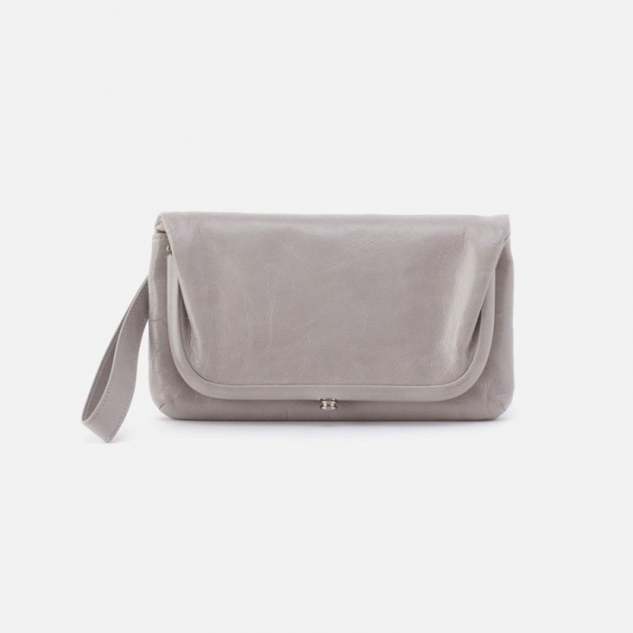 Hobo Women's Lauren Wristlet in Polished Leather - Light Grey | New Arrivals
