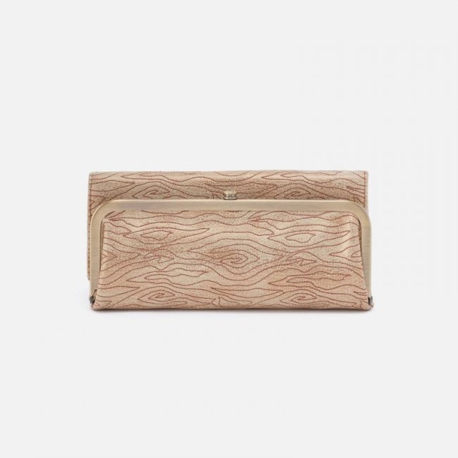Hobo Women's Rachel Continental Wallet in Embroidered Metallic Leather - Gold Leaf | New Arrivals
