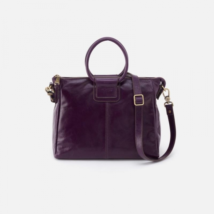 Hobo Women's Sheila Medium Satchel in Polished Leather - Deep Purple | New Arrivals