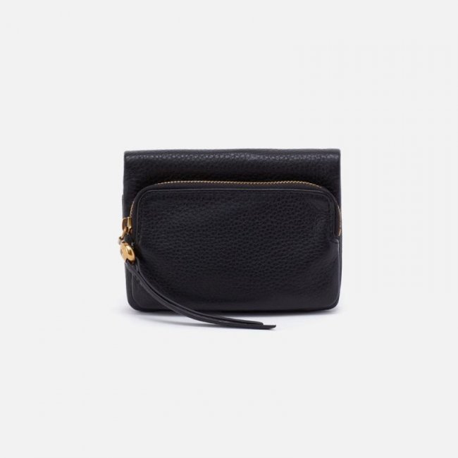 Hobo Women's Fern Bifold Wallet in Pebbled Leather - Black | New Arrivals