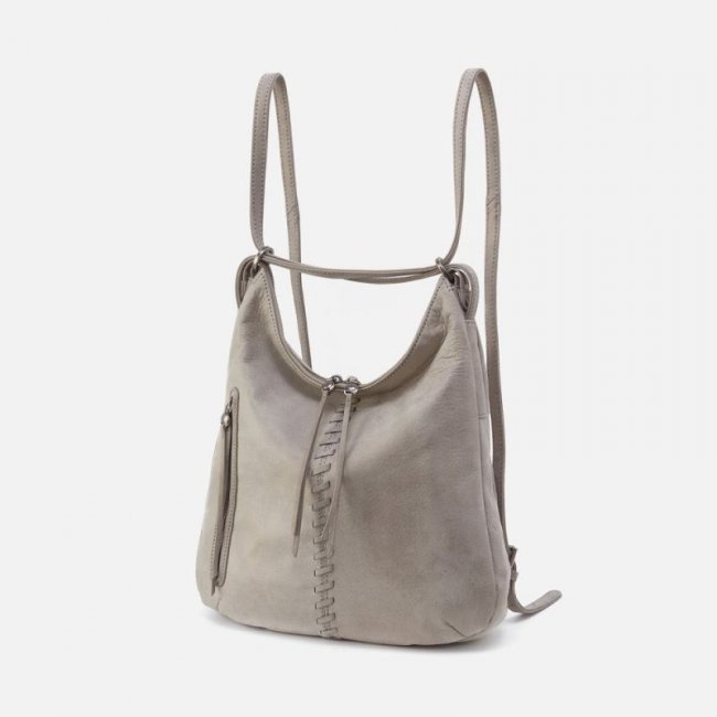 Hobo Women's Merrin Convertible Backpack in Metallic Leather - Granite Grey | New Arrivals