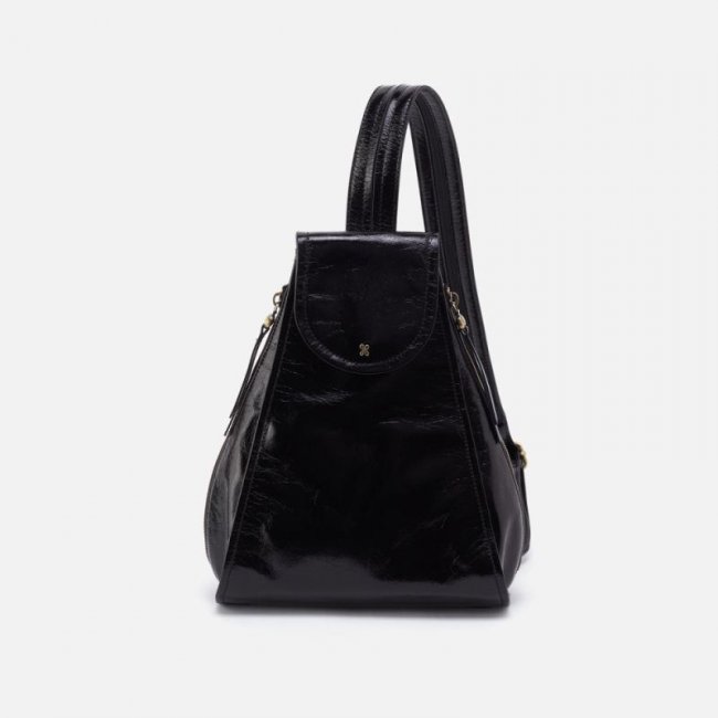Hobo Women's Betta Backpack in Polished Leather - Black | New Arrivals