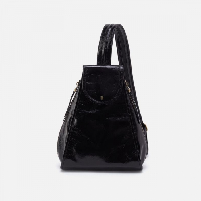 Hobo Women's Betta Backpack in Polished Leather - Black | New Arrivals