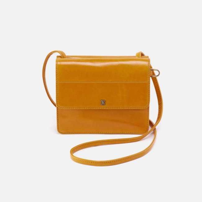 Hobo Women's Jill Wallet Crossbody in Polished Leather - Warm Amber | New Arrivals