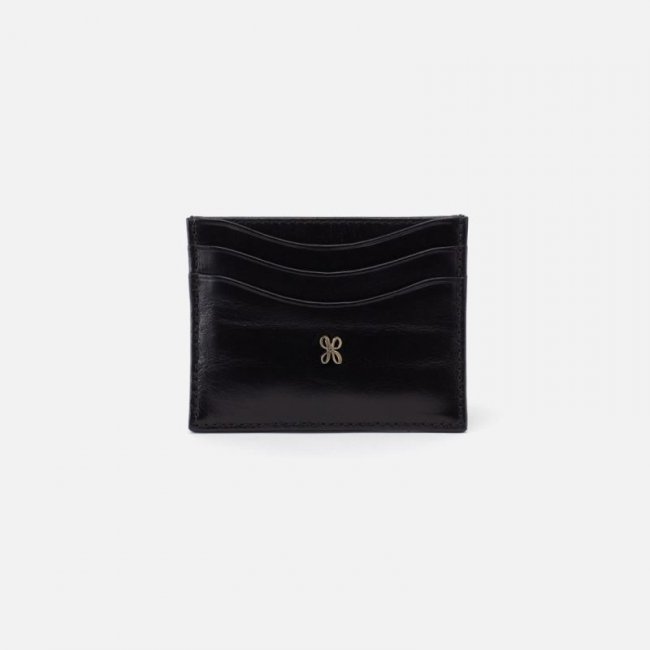 Hobo Women's Max Card Case in Polished Leather - Black | New Arrivals