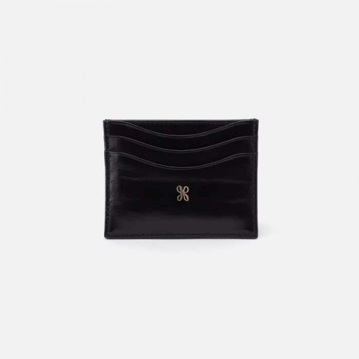 Hobo Women's Max Card Case in Polished Leather - Black | New Arrivals