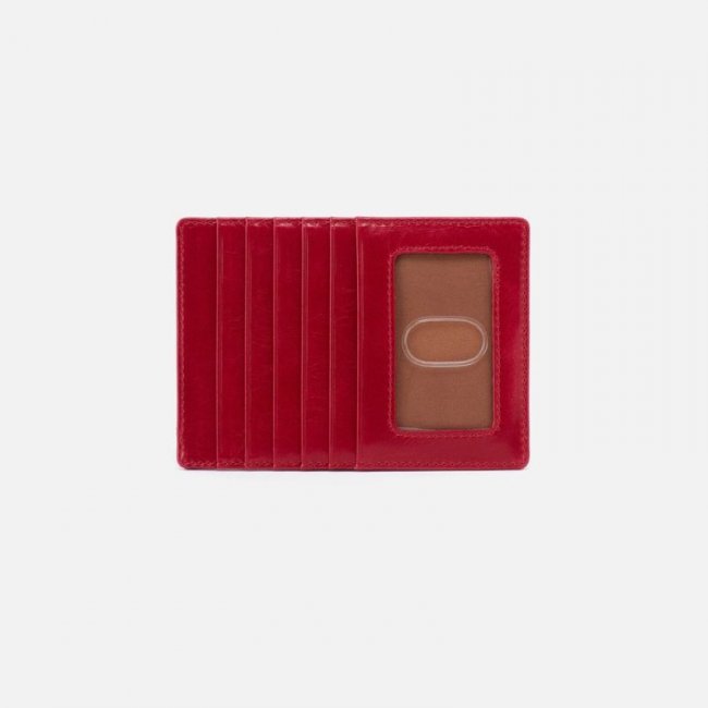 Hobo Women's Euro Slide Card Case in Polished Leather - Claret | New Arrivals