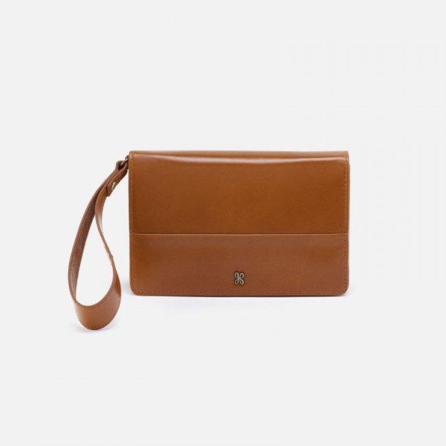 Hobo Women's Jill Wristlet in Polished Leather - Truffle | New Arrivals