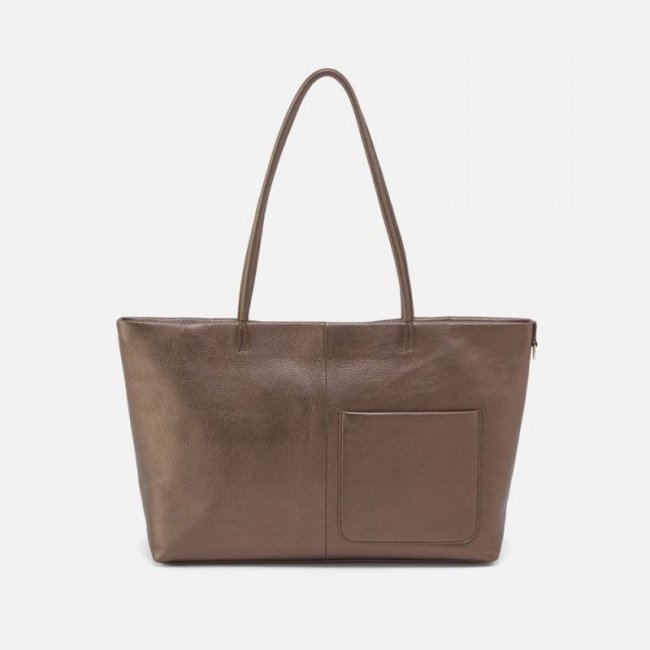 Hobo Women's Tripp East-West Tote in Pebbled Metallic Leather - Pewter | New Arrivals