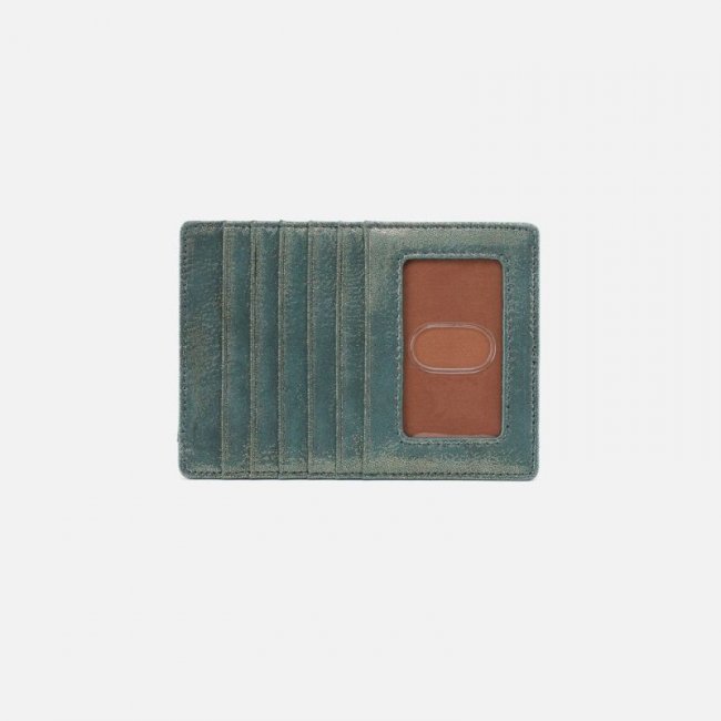 Hobo Women's Euro Slide Card Case in Metallic Leather - Evergreen Shimmer | New Arrivals