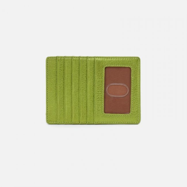 Hobo Women's Euro Slide Card Case in Metallic Leather - Green Metallic | New Arrivals