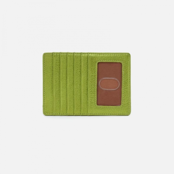 Hobo Women's Euro Slide Card Case in Metallic Leather - Green Metallic | New Arrivals