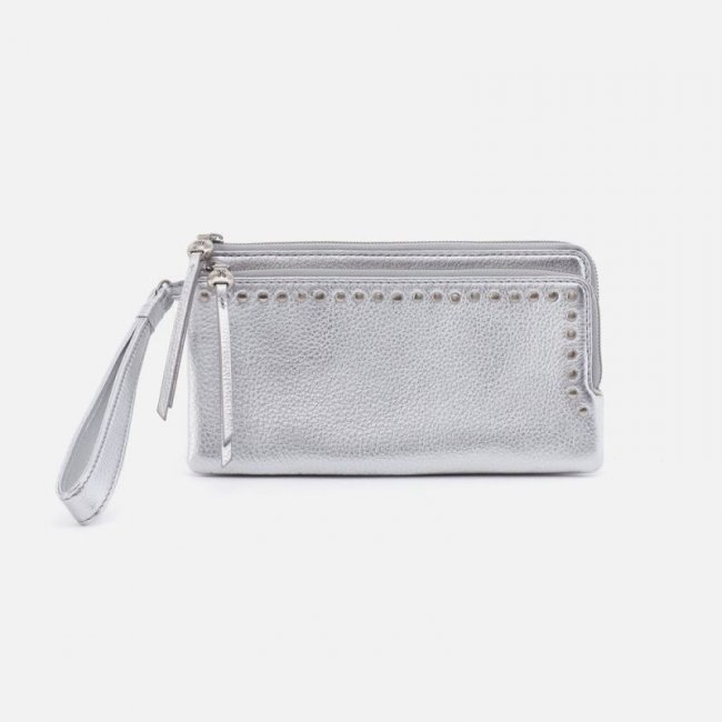Hobo Women's Dayton Wristlet in Metallic Leather - Argento | New Arrivals