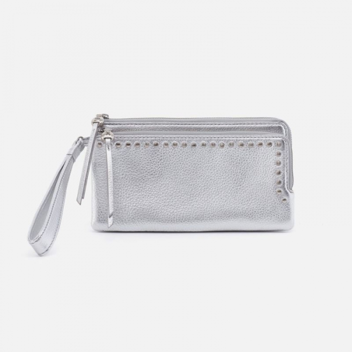 Hobo Women's Dayton Wristlet in Metallic Leather - Argento | New Arrivals