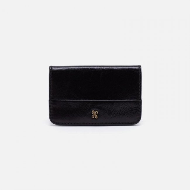Hobo Women's Jill Mini Card Case in Polished Leather - Black | New Arrivals