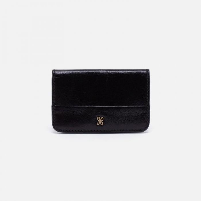 Hobo Women's Jill Mini Card Case in Polished Leather - Black | New Arrivals