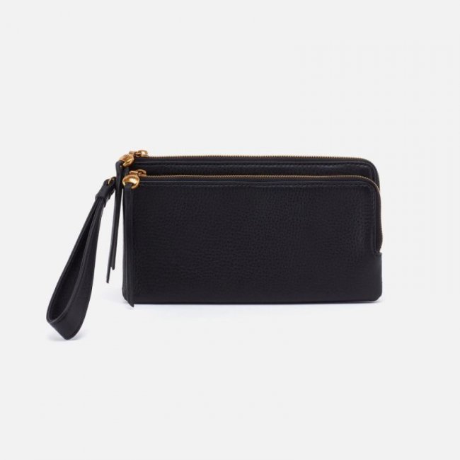 Hobo Women's Dayton Wristlet in Pebbled Leather - Black | New Arrivals