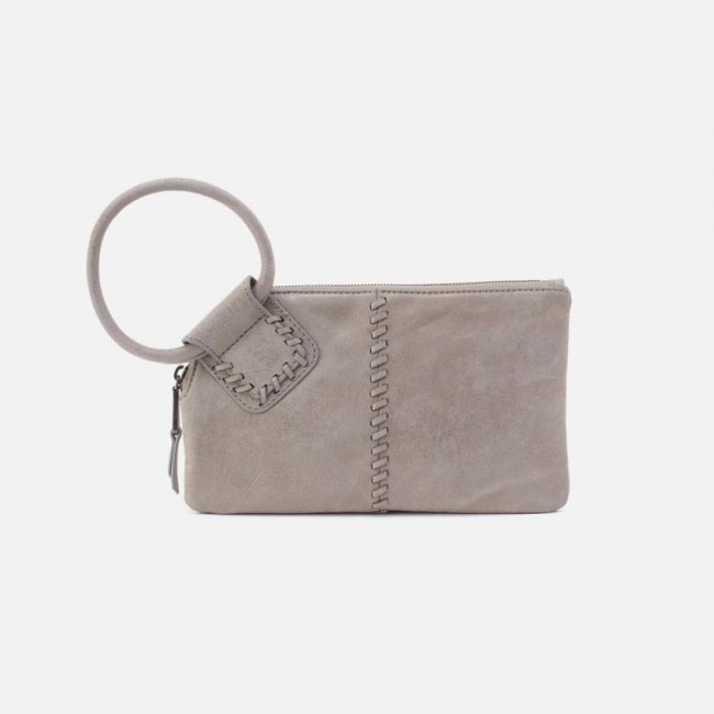 Hobo Women's Sable Wristlet in Metallic Leather - Granite Grey | New Arrivals