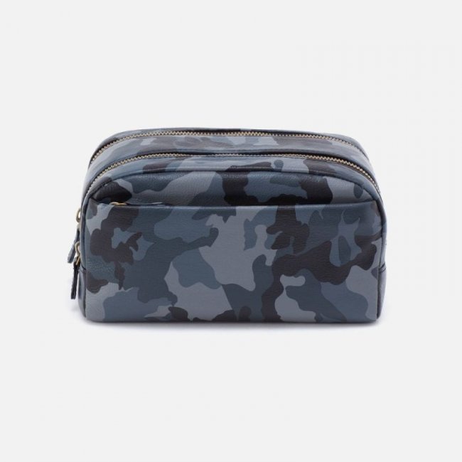 Hobo Women's Men's Travel Kit in Silk Napa Leather - Blue Camo | New Arrivals