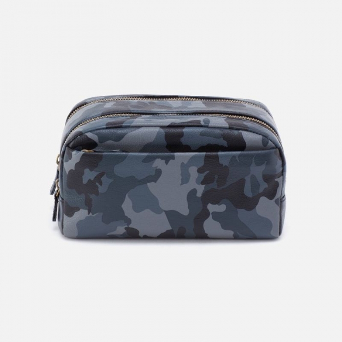 Hobo Women's Men's Travel Kit in Silk Napa Leather - Blue Camo | New Arrivals
