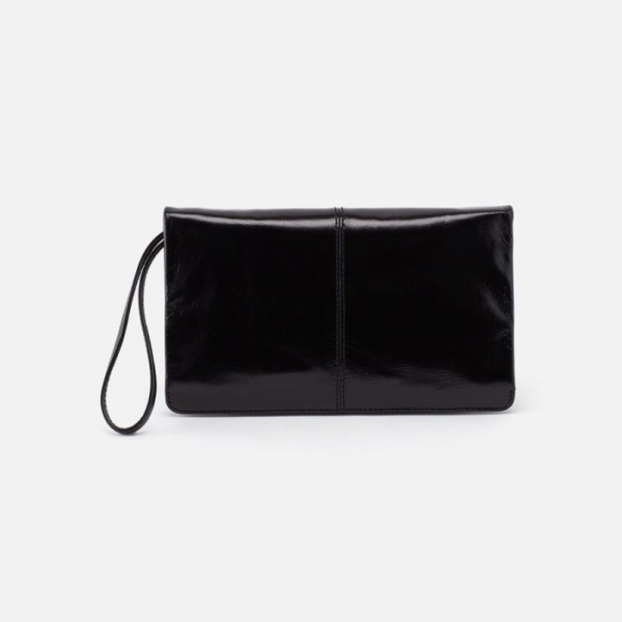 Hobo Women's Evolve Wristlet in Polished Leather - Black | New Arrivals