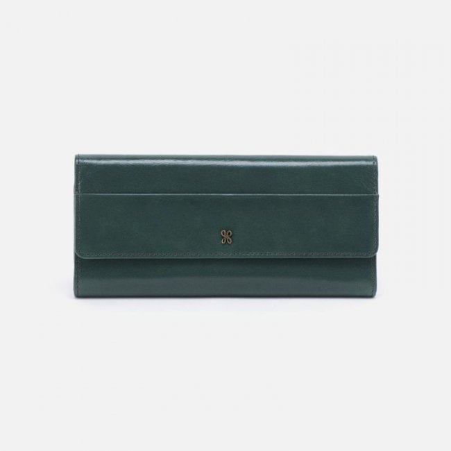 Hobo Women's Jill Large Trifold Wallet in Polished Leather - Sage Leaf | New Arrivals