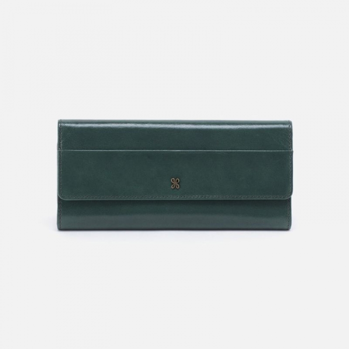 Hobo Women's Jill Large Trifold Wallet in Polished Leather - Sage Leaf | New Arrivals
