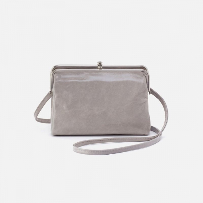 Hobo Women's Lauren Crossbody in Polished Leather - Light Grey | New Arrivals