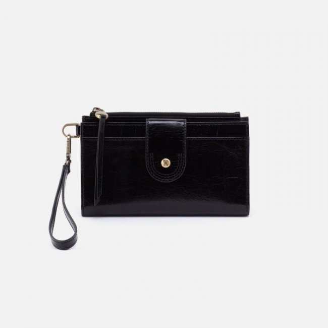Hobo Women's Kali Phone Wallet in Polished Leather - Black | New Arrivals