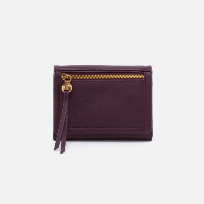 Hobo Women's Lumen Medium Bifold Compact Wallet in Pebbled Leather - Ruby Wine | New Arrivals