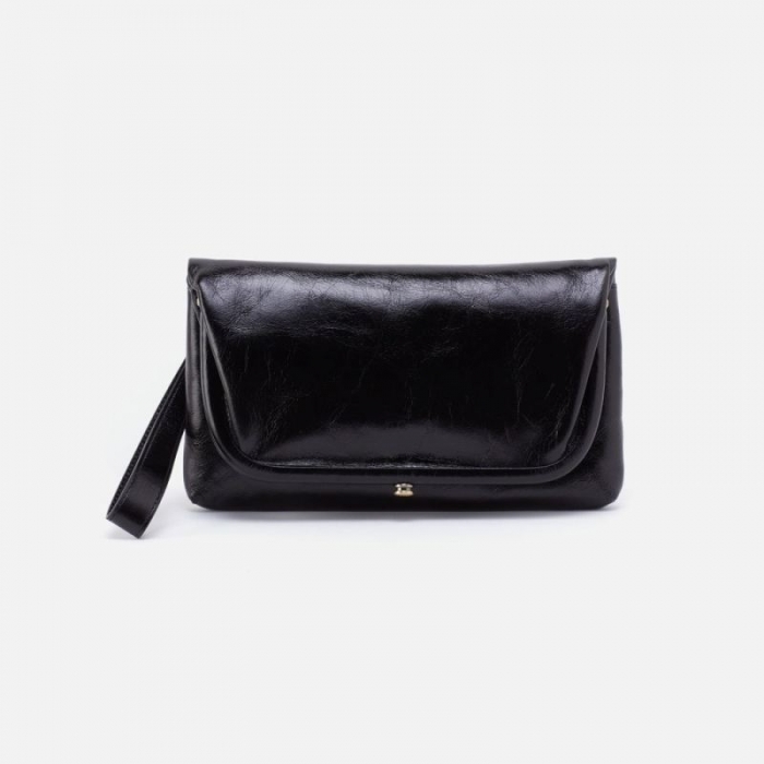 Hobo Women's Lauren Wristlet in Polished Leather - Black | New Arrivals
