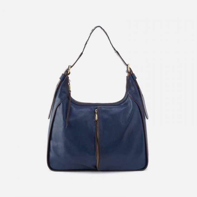 Hobo Women's Bellamy Front Zip Hobo in Artisan Leather - Navy | New Arrivals