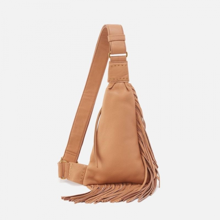 Hobo Women's Bodhi Sling in Pebbled Leather - Sandstorm With Fringe | New Arrivals