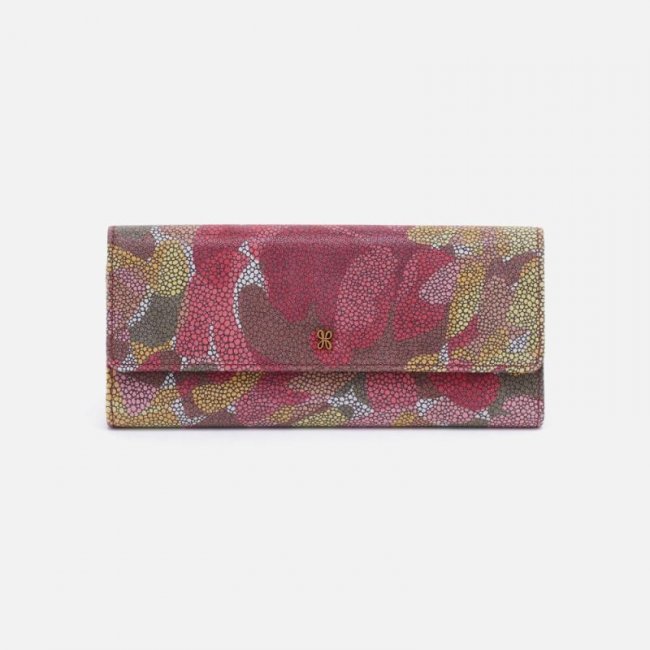 Hobo Women's Jill Large Trifold Wallet in Printed Leather - Abstract Foliage | New Arrivals