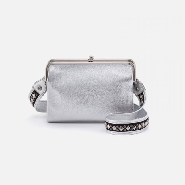 Hobo Women's Lauren Crossbody in Metallic Leather - Argento | New Arrivals