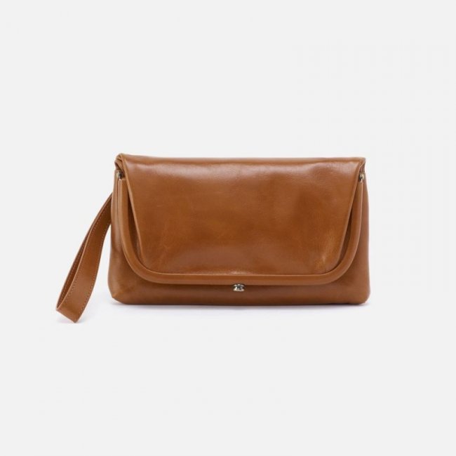 Hobo Women's Lauren Wristlet in Polished Leather - Truffle | New Arrivals