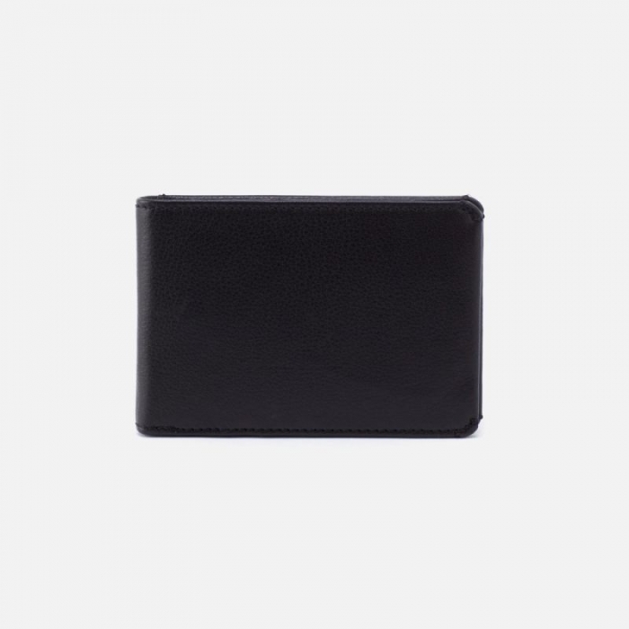 Hobo Women's Men's Bifold Wallet in Silk Napa Leather - Black | New Arrivals