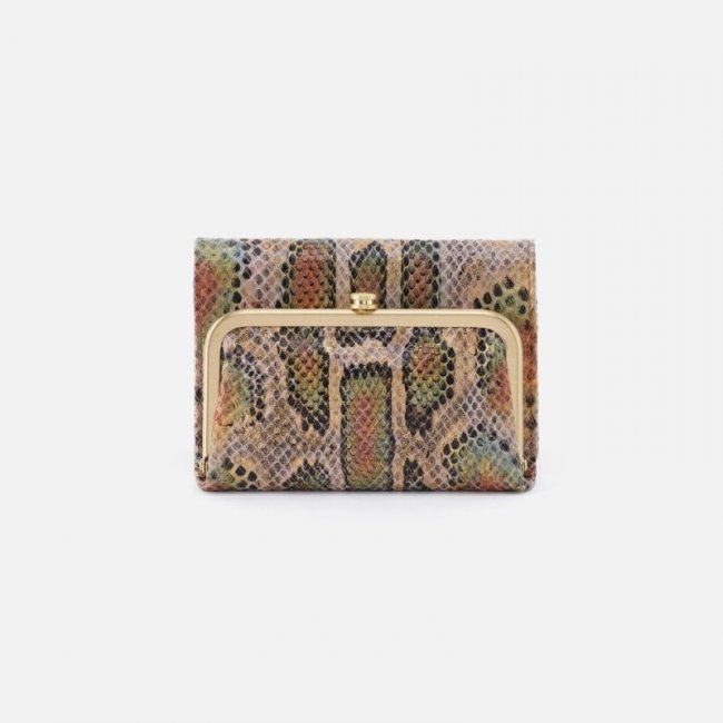 Hobo Women's Robin Compact Wallet in Printed Leather - Opal Snake Print | New Arrivals