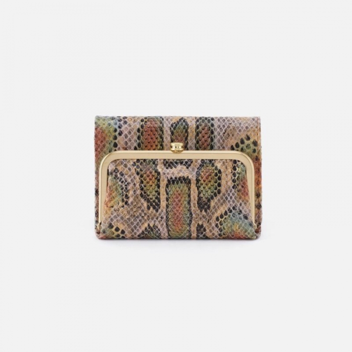 Hobo Women's Robin Compact Wallet in Printed Leather - Opal Snake Print | New Arrivals