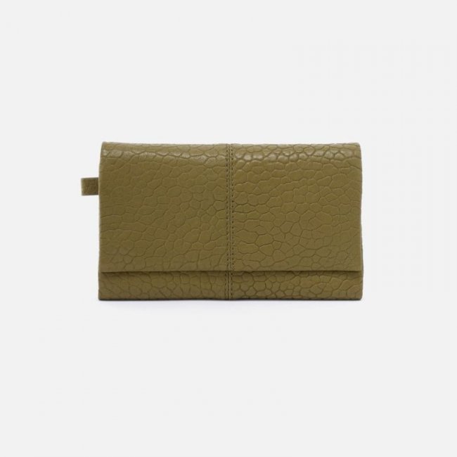 Hobo Women's Keen Continental Wallet in Bubble Pebbled Leather - Green | New Arrivals