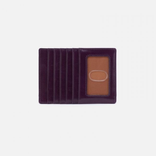 Hobo Women's Euro Slide Card Case in Polished Leather - Deep Purple | New Arrivals