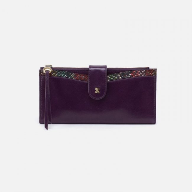 Hobo Women's Max Continental Wallet in Mixed Leathers - Deep Purple | New Arrivals