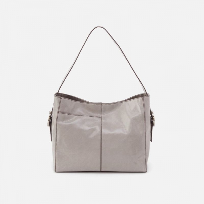 Hobo Women's Render Shoulder Bag in Polished Leather - Light Grey | New Arrivals