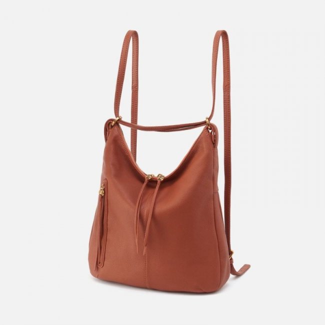 Hobo Women's Merrin Convertible Backpack in Pebbled Leather - Cognac | New Arrivals