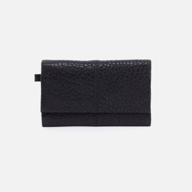 Hobo Women's Keen Continental Wallet in Bubble Pebbled Leather - Black | New Arrivals