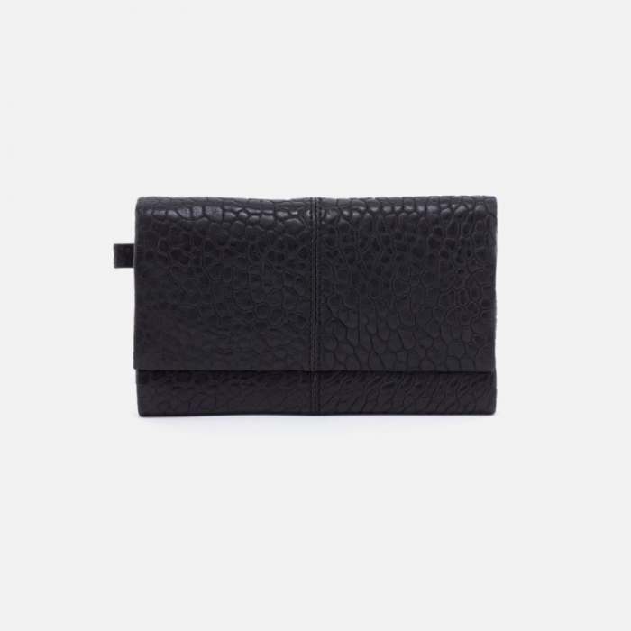 Hobo Women's Keen Continental Wallet in Bubble Pebbled Leather - Black | New Arrivals