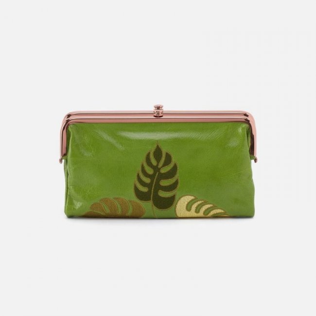 Hobo Women's Lauren Clutch-Wallet in Polished Leather - Garden Green | New Arrivals