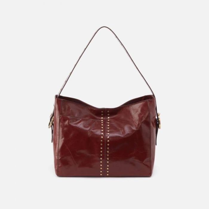 Hobo Women's Render Shoulder Bag in Polished Leather With Studs - Henna | New Arrivals