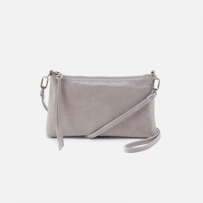 Hobo Women's Darcy Crossbody in Polished Leather - Light Grey | New Arrivals